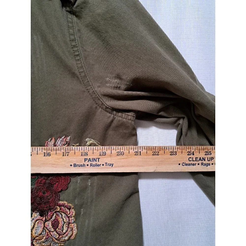 Charlotte Russe Green Flower Button Down Jacket Size L